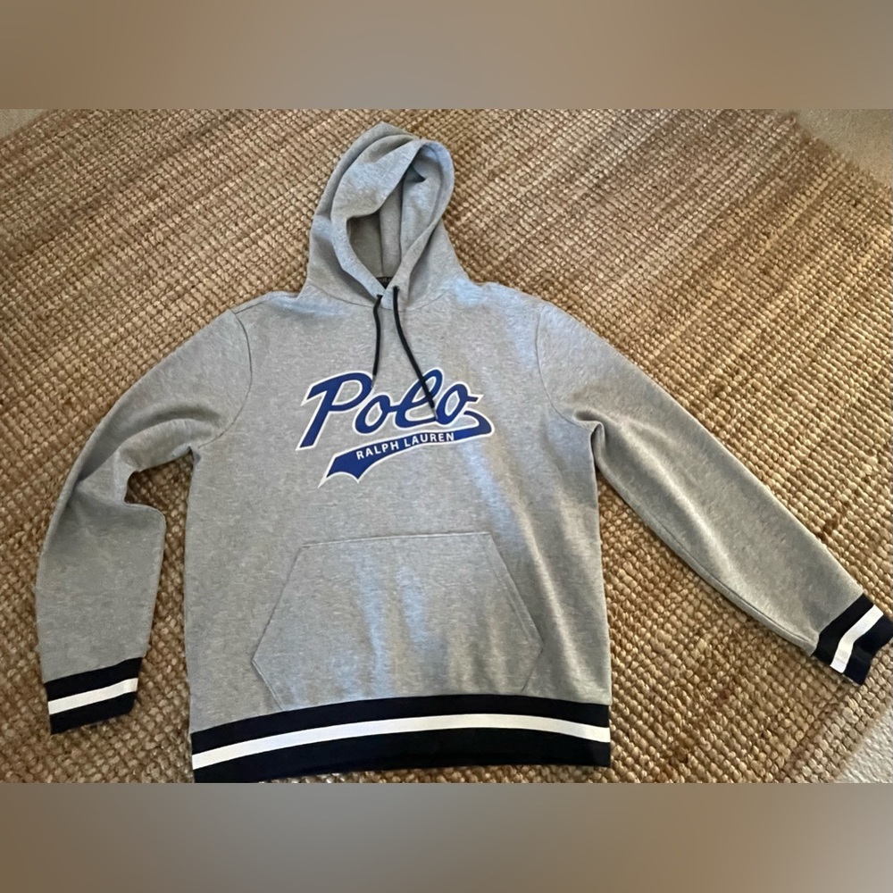 NEW POLO RALPH LAUREN MENS HOODIE GREY LARGE